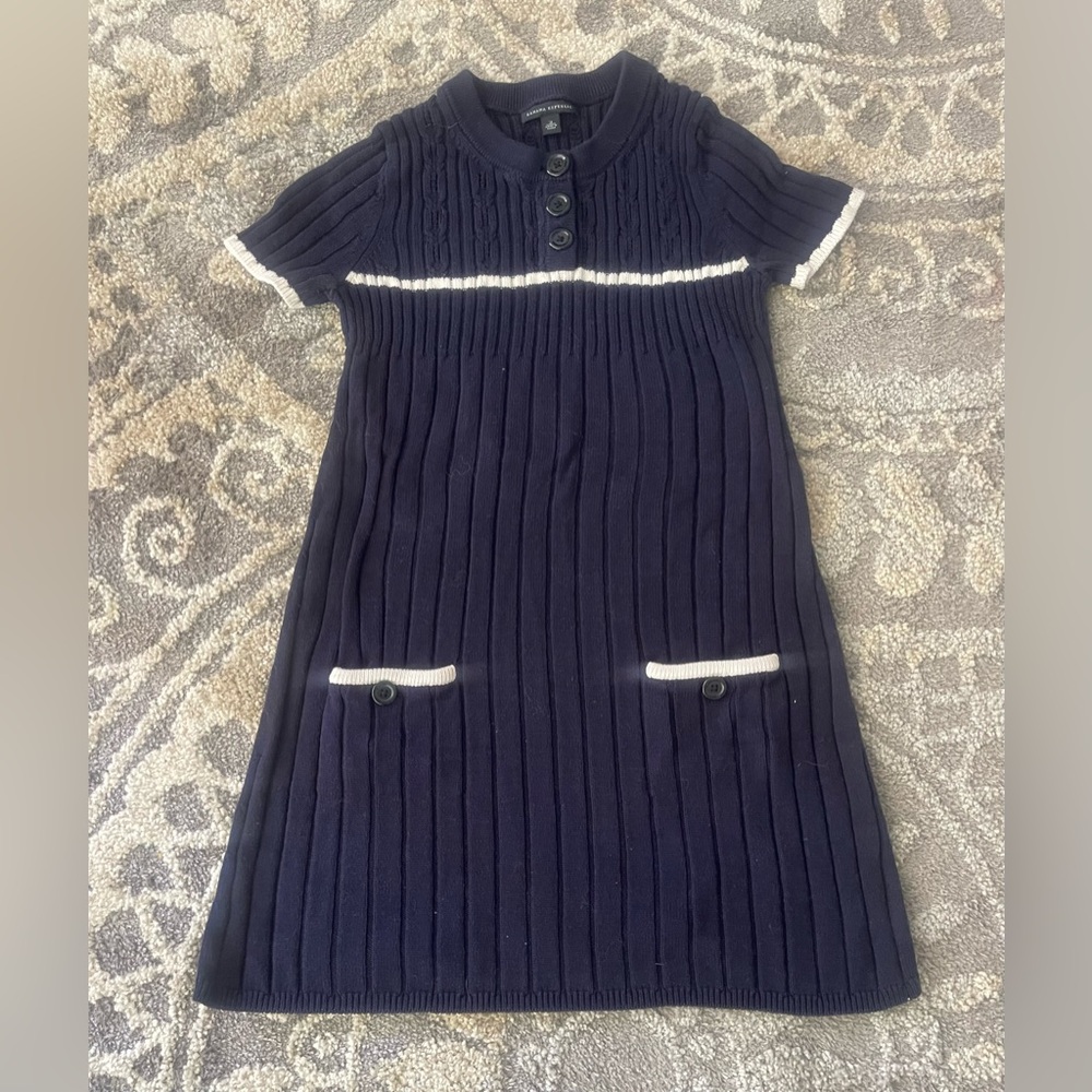 Banana Republic Dress Size Medium Stretch Fit Flare Knit Navy